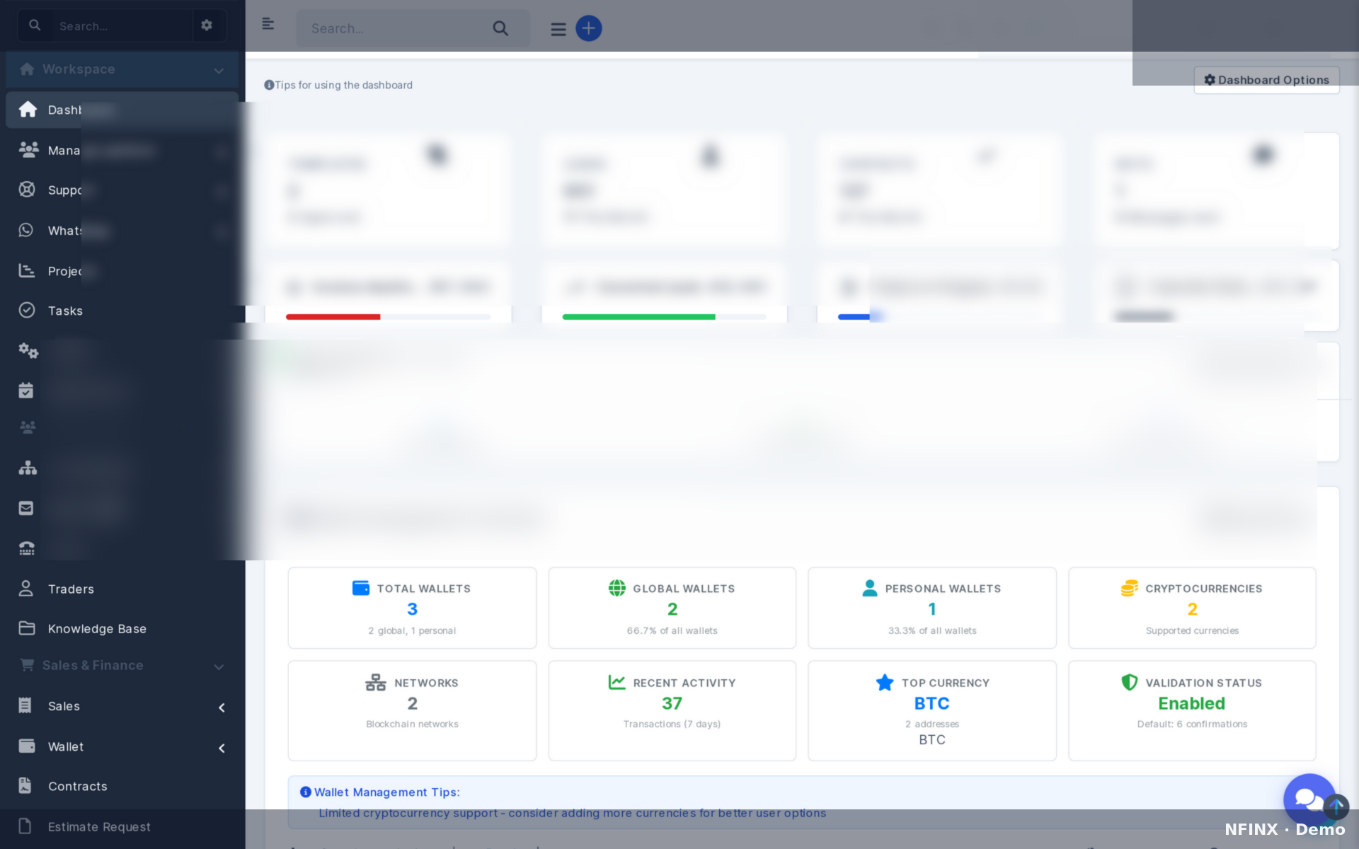 CRM operations dashboard